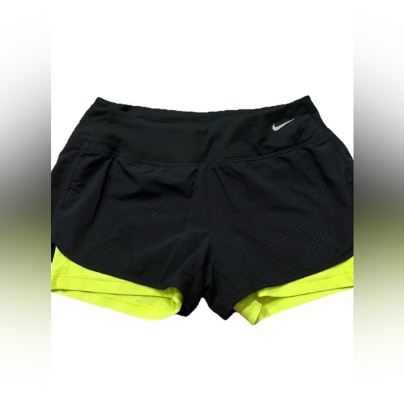 Nike Pants - Nike Black and Neon Yellow Athletic Shorts